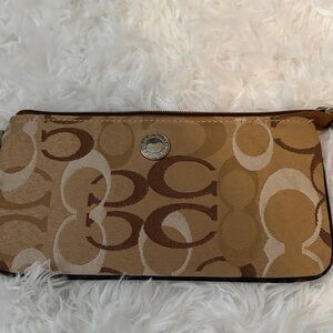 Coach Brown and Cream Signature Clutch
